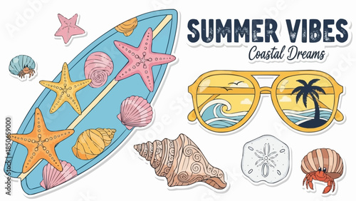 Summer Vibes Coastal Dreams Beach Elements Collection.