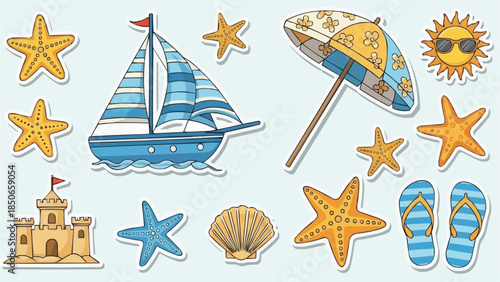 Summer Beach Vacation Elements Collection.