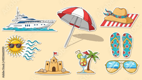 Summer Beach Vacation Essentials Collection.