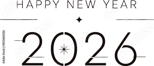 Happy New Year 2026 Powerful Text Design with Modern Lettering Style