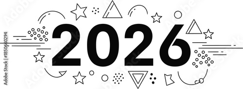 Creative Happy New Year 2026 Typography Poster Design for Holiday Greeting