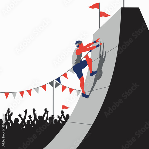 Man Climbing Steep Ramp to Success