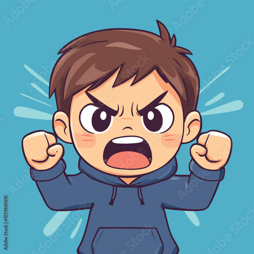Angry person expressing frustration , vector style simple color