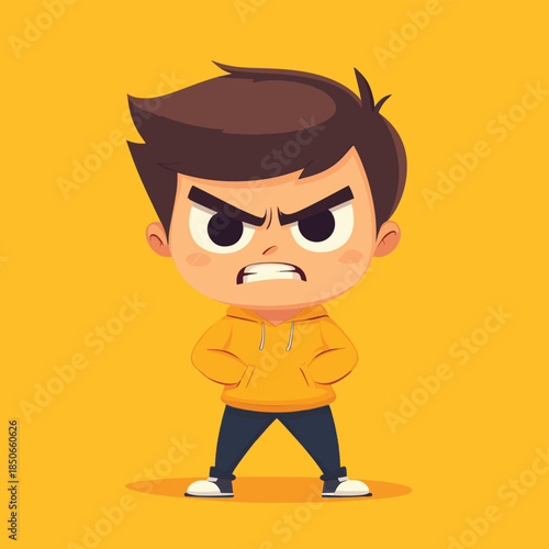 Angry person expressing frustration , vector style simple color