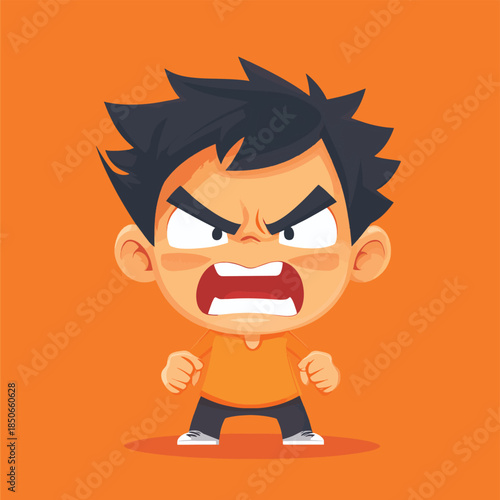 Angry person expressing frustration , vector style simple color