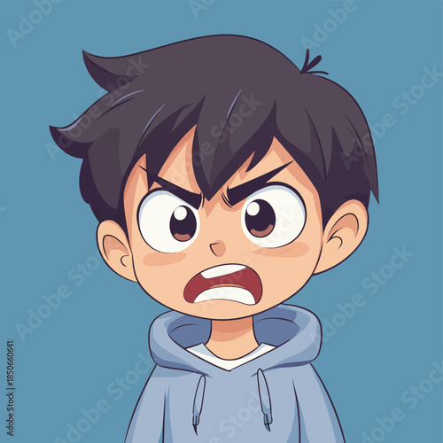 Angry person expressing frustration , vector style simple color
