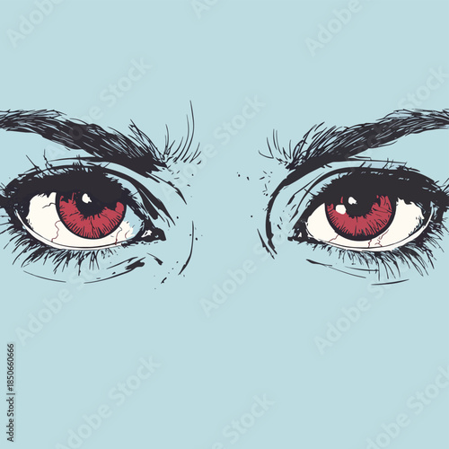 Frightened eyes , vector style simple color