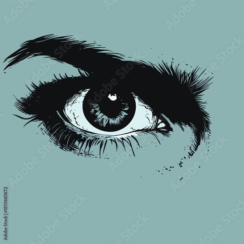 Frightened eyes , vector style simple color