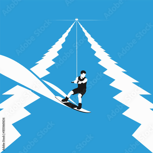 Person Water Skiing on Serene Lake