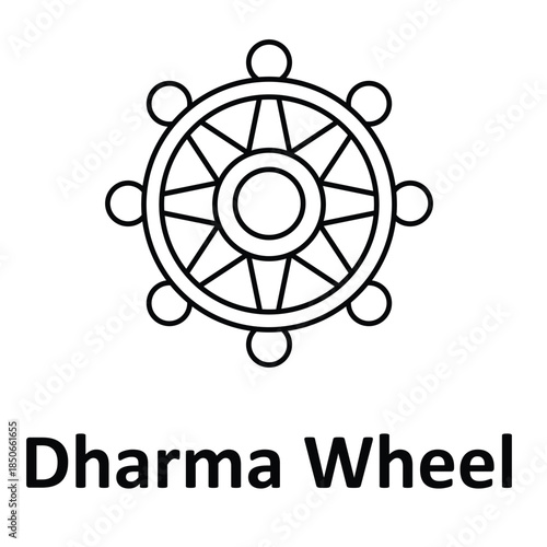 Dharma Wheel Vector icon which can easily modify or edit