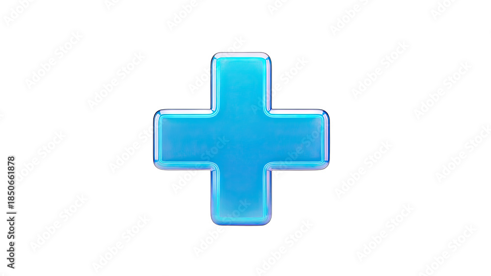 Fototapeta premium Blue Cross Symbol Isolated on White Background