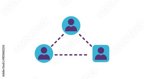 team communication network icon showing connected people with dashed lines symbolizing remote collaboration social media and hr workflow