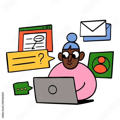 Woman replying to messages and multitasking