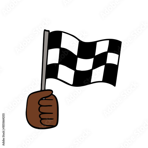 Finish flag in a hand