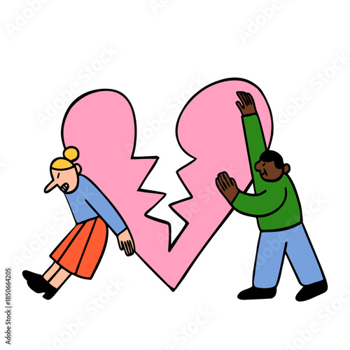 Two people trying to fix broken heart