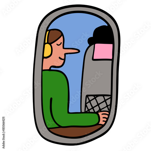 Woman seated by a plane window