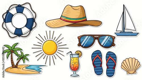 Summer Vacation Beach Holiday Objects Collection.