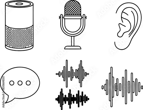 Audio Elements Including Microphone and Ear Silhouette