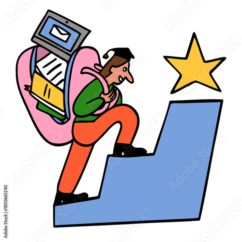 Woman climbing stairs to higher education