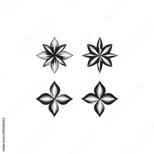 Harlequin Flower line art glowing softly in twilight sky