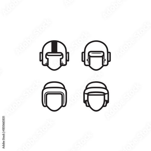 Headgear Boxing Wrestling line art illustration for martial arts safety