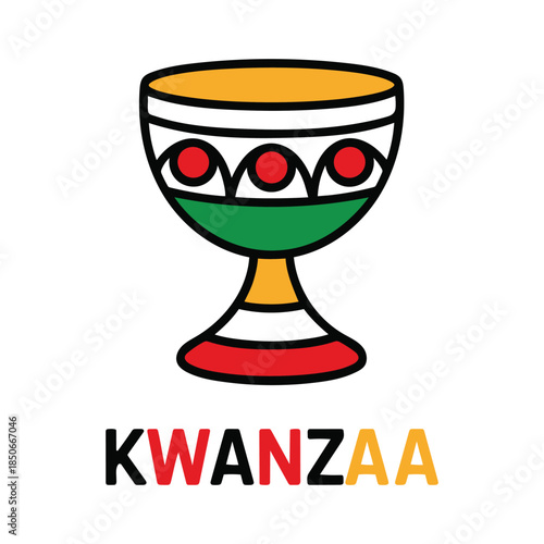 Kwanzaa Unity Cup Vector Illustration with Red Black Green Typography