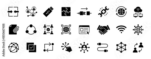 Connect icon set. Network and integration symbol. Vector illustration.