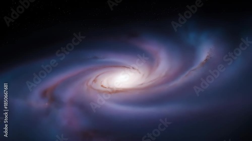 A majestic spiral galaxy with a brilliant core, swirling cosmic arms, and distant stars