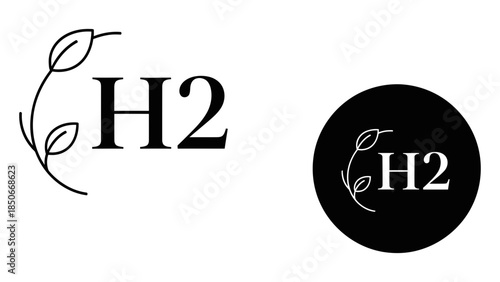 Minimalist logo design with h2 and leaf element