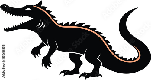 Dinosaur Silhouette black orange