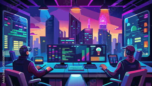 Modern office with city view