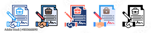 Work Contract Icon Sheet Multiple Style Collection 