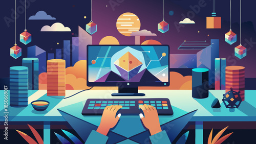 Modern workspace with advanced technology