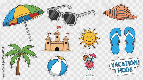 Summer Beach Vacation Objects Collection.