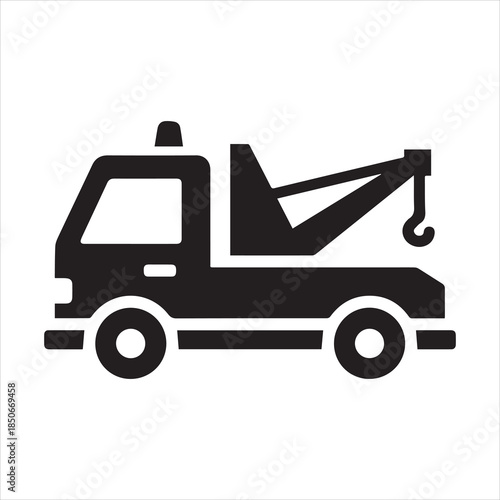 tow truck glyph icon representing vehicle towing and roadside assistance