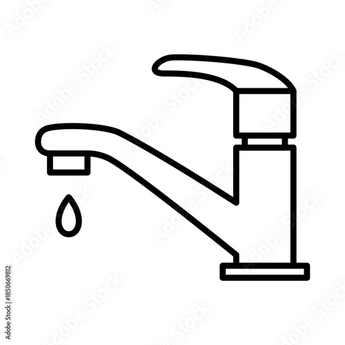 節水を呼びかけるレバー式の水栓・蛇口アイコン