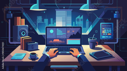 Modern workspace with digital tools