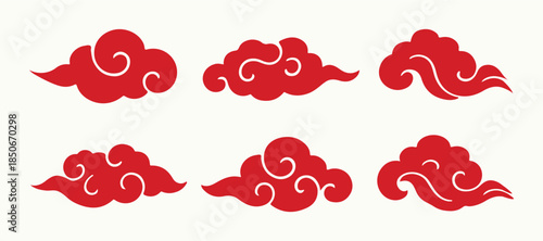 red chinese new year clouds collections