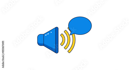 voice assistant icon with loudspeaker and speech bubble simple flat vector illustration for podcast audio message and chatbot ui