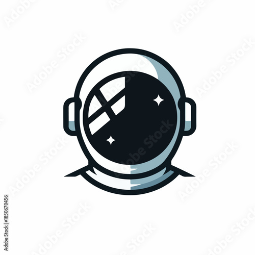 Stylized Astronaut Helmet with Reflective Visor and Space Theme.