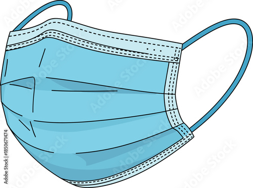 Blue Surgical Medical Face Mask Illustration for Protection Against Virus and Dust
