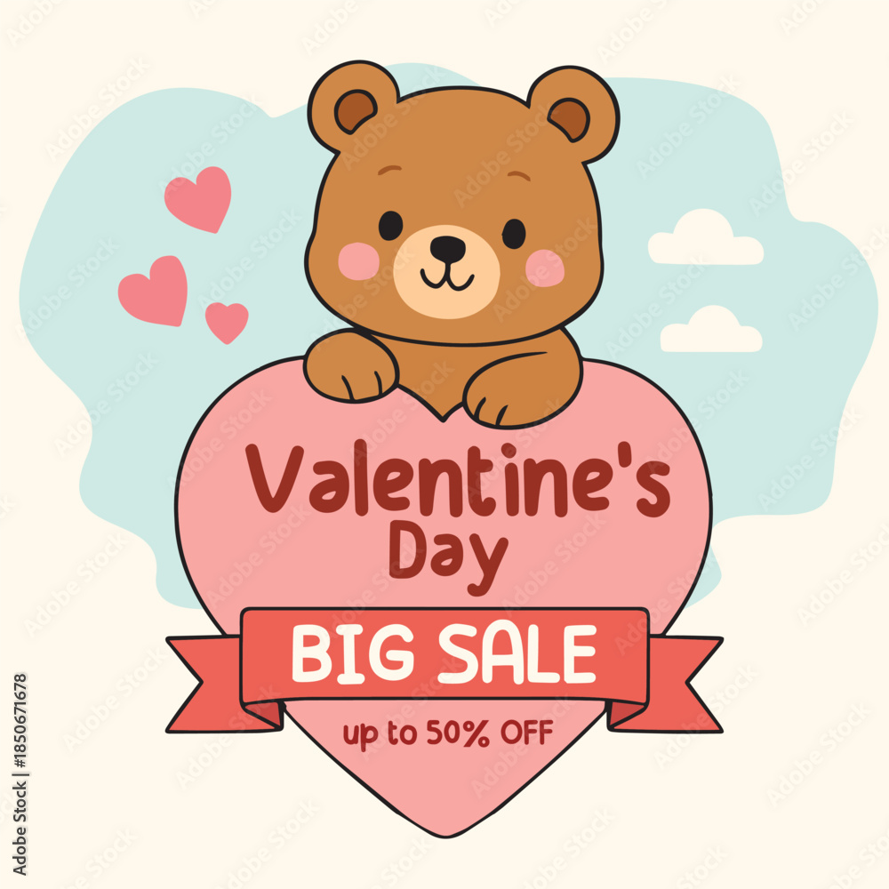 Fototapeta premium Happy valentine's day discount sale instagram or social media post template