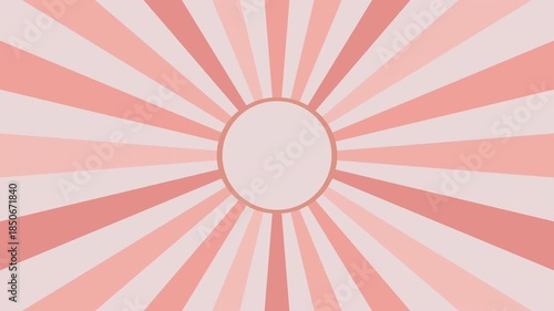 Sunburst background radial rays light soft pink template frame.