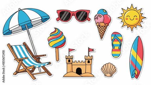 Summer Beach Vacation Fun Objects Collection.