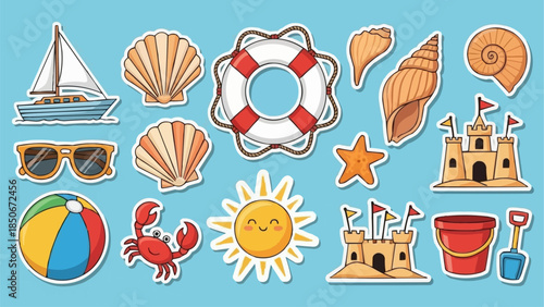 Summer Beach Vacation Objects Collection Fun.