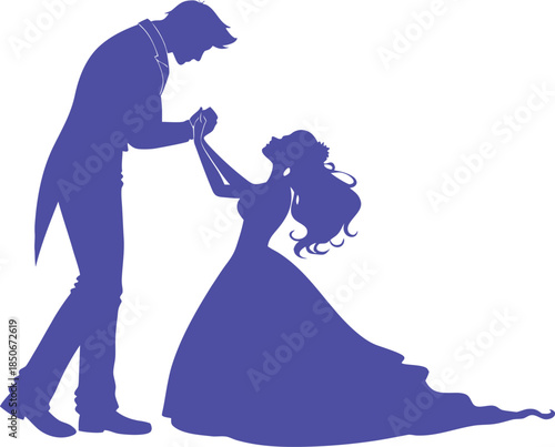 Silhouette of a dancing wedding couple bride groom