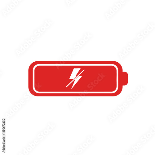 Low battery warning symbol with red color and white outline