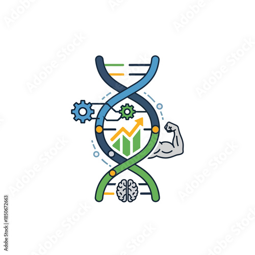 Strong DNA and Gene Editing Technology Concept Illustrating Genetic Enhancement, Science and Biotechnology