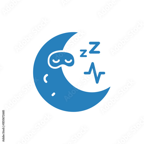 Sleepy moon character with zzz sound wave symbol