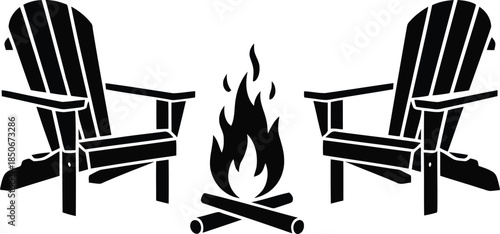 Cozy campfire setup with two Adirondack chairs